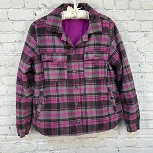 Columbia‎ Women's Button Down Plaid Shacket Shirt Jacket, Size Large, Magenta